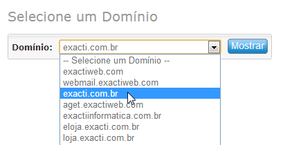 Escolhendo um domnio para visualizar as estatsticas