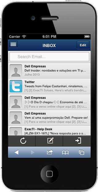 Webmail ExacTI AtMail no iPhone 5