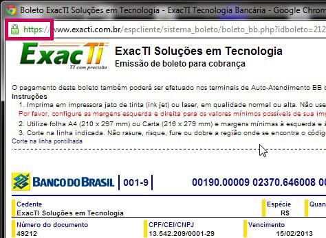 SSL HTTPS ExacTI Boleto